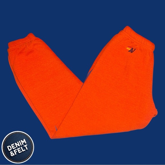Aviator Nation Unisex Bolt Print Sweatpants/Joggers | Orange w/ Blue Bolt | EUC! - Picture 5 of 13